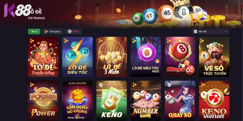 Tổng hợp các trò chơi tại sảnh lô đề K88